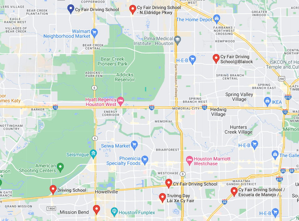 Cy Fair Driving School Location Map